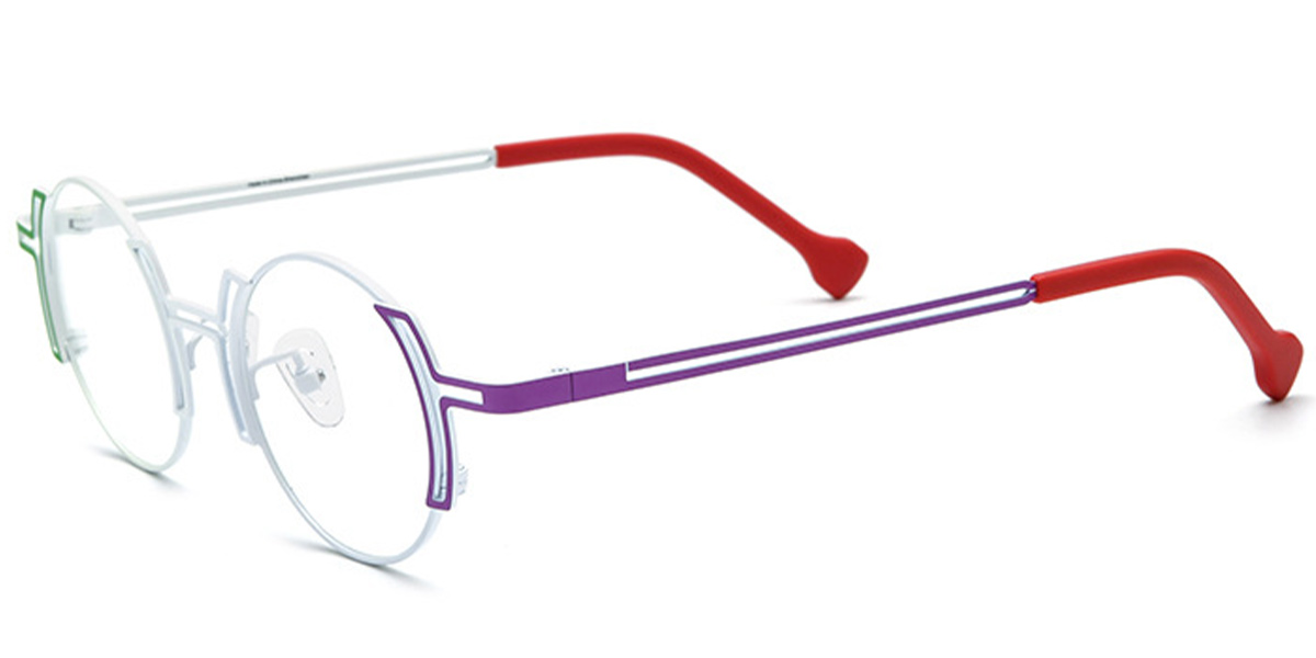 Titanium Round Reading Glasses pattern-white