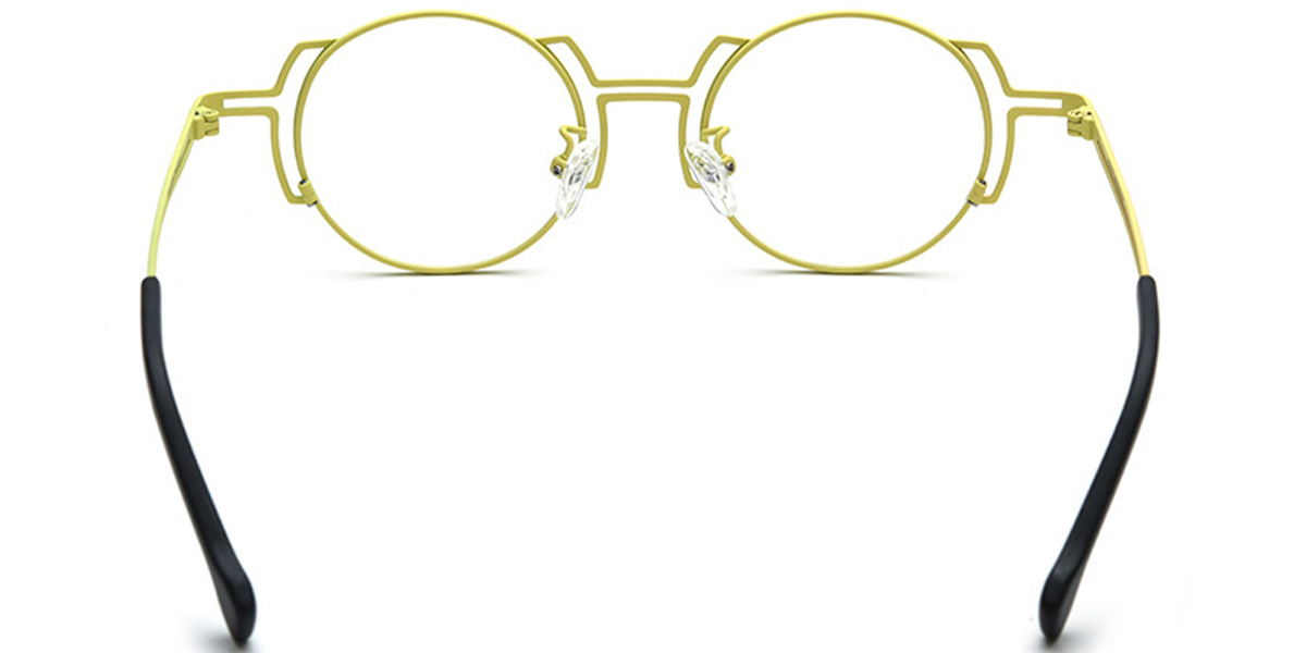 Titanium Round Reading Glasses pattern-yellow