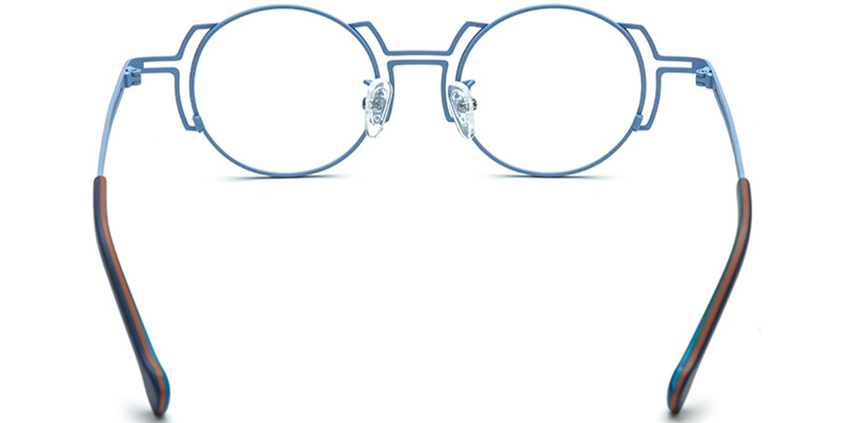 Titanium Round Reading Glasses pattern-blue