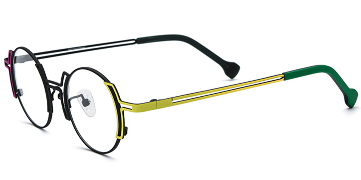 Titanium Round Reading Glasses pattern-black