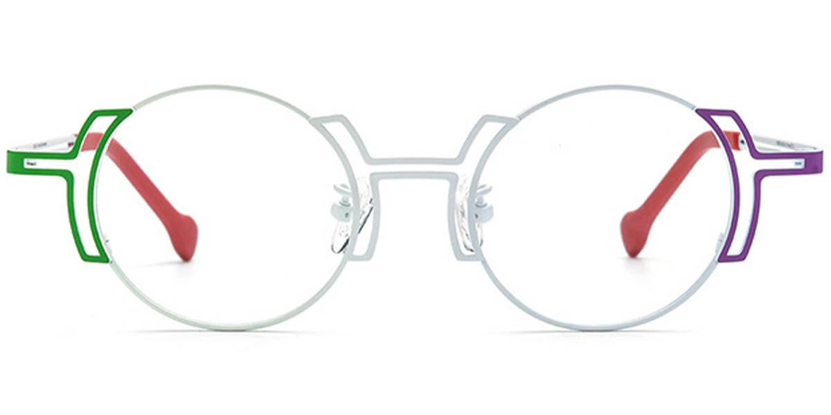 Titanium Round Reading Glasses pattern-white