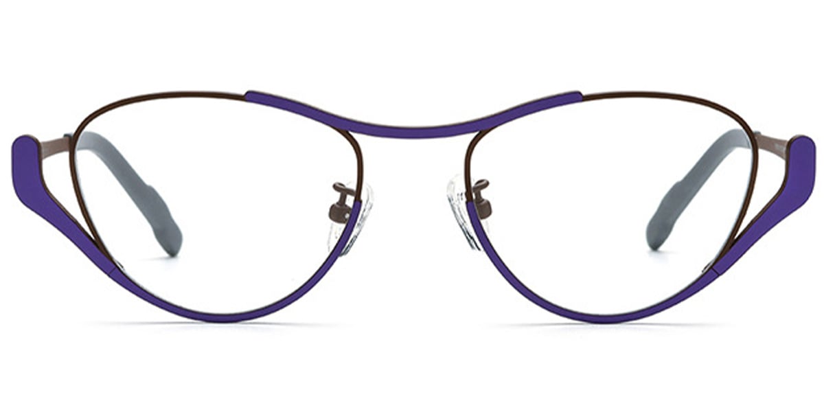 Titanium Cat Eye Geometric Reading Glasses pattern-purple