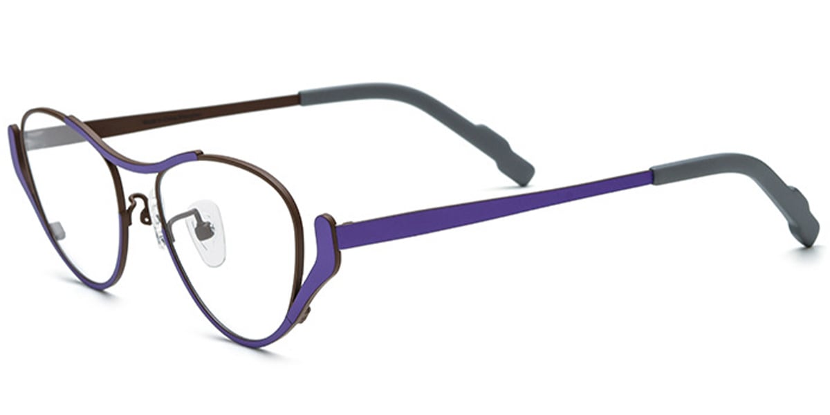 Titanium Cat Eye Geometric Reading Glasses pattern-purple