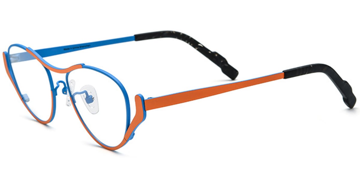 Titanium Cat Eye Geometric Reading Glasses pattern-orange