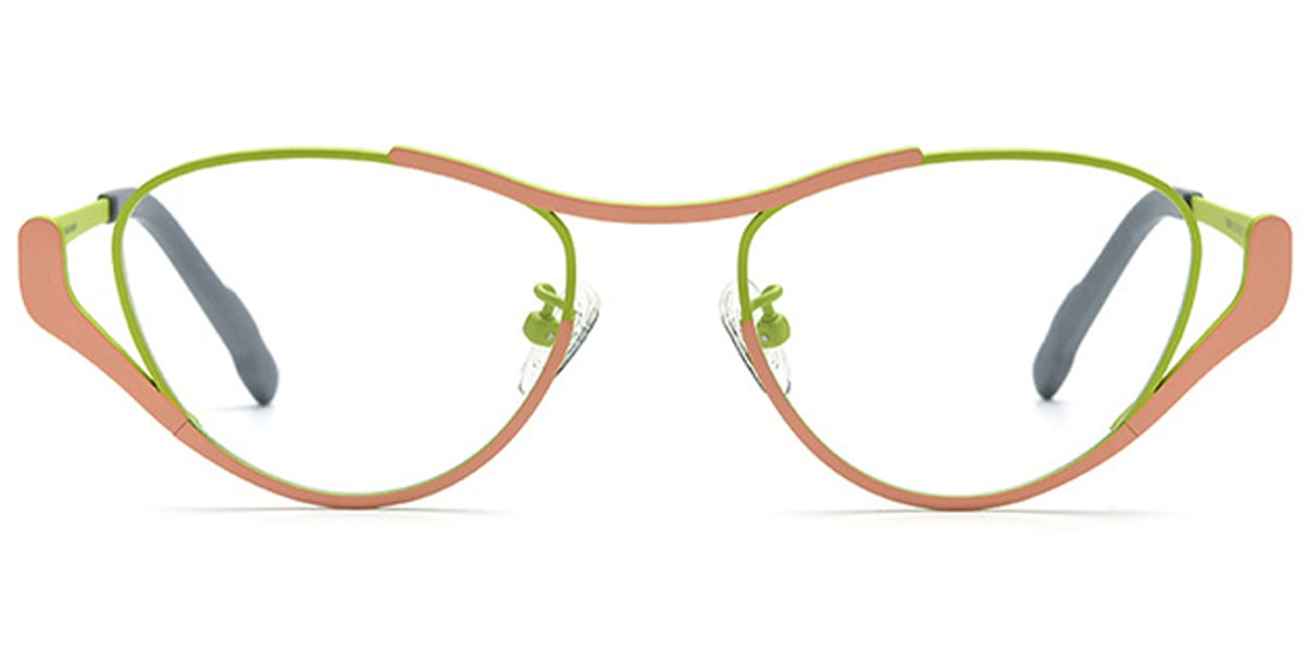 Titanium Cat Eye Geometric Reading Glasses pattern-pink