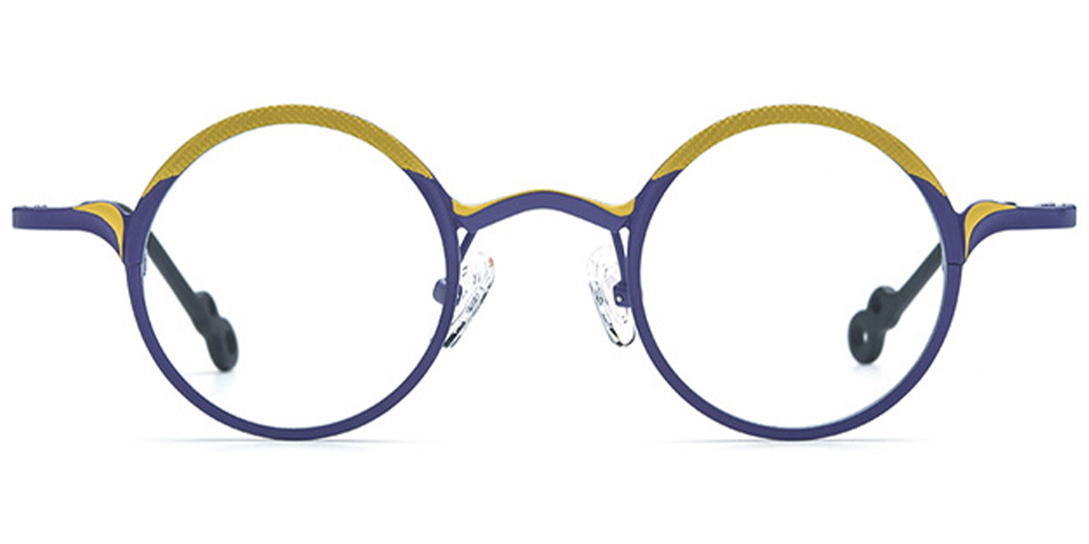 Titanium Round Reading Glasses pattern-yellow