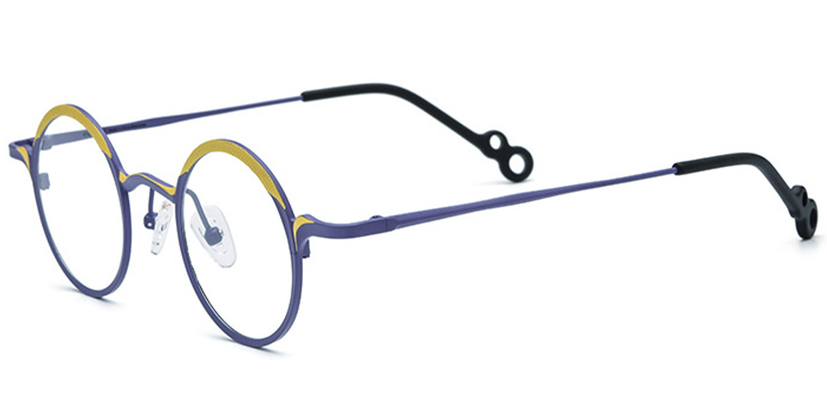 Titanium Round Reading Glasses pattern-yellow