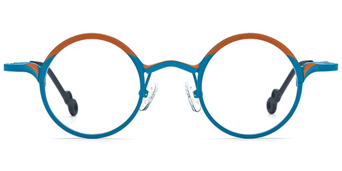 Titanium Round Reading Glasses pattern-orange