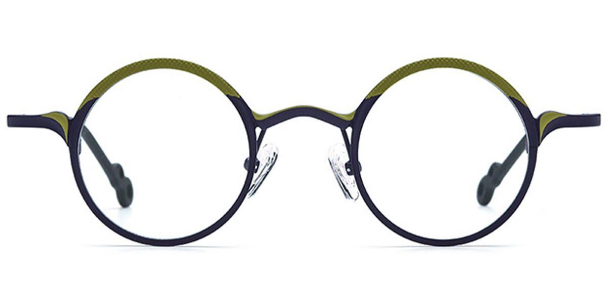 Titanium Round Reading Glasses pattern-green