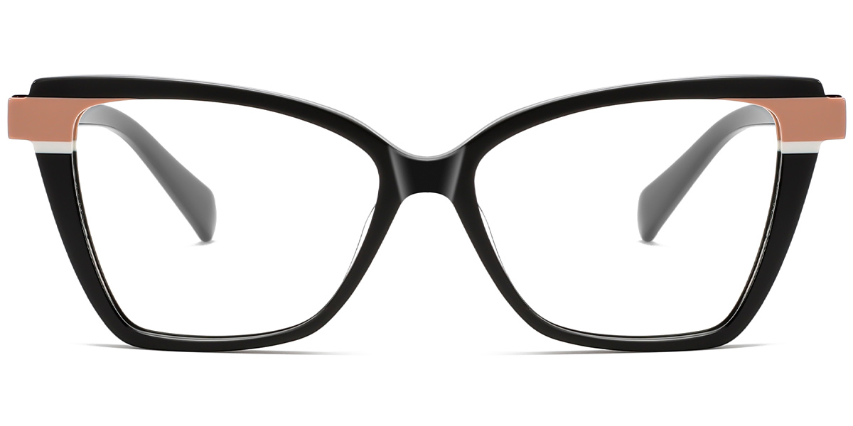 Acetate Square Cat Eye Reading Glasses pattern-black