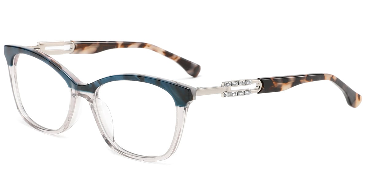 Acetate Rectangle Reading Glasses pattern-green