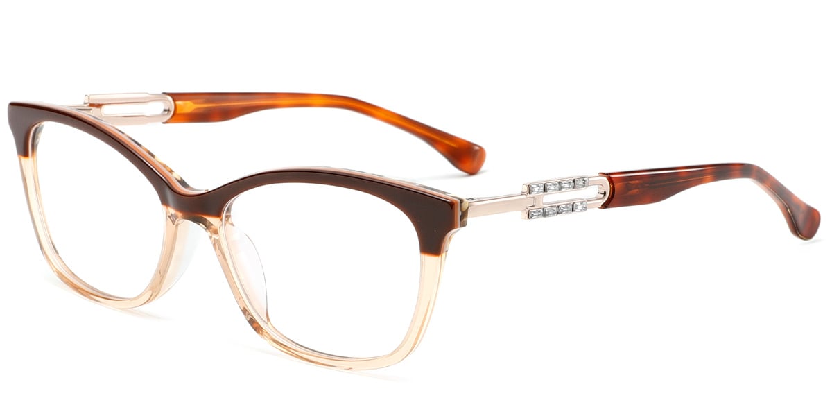 Acetate Rectangle Reading Glasses pattern-brown