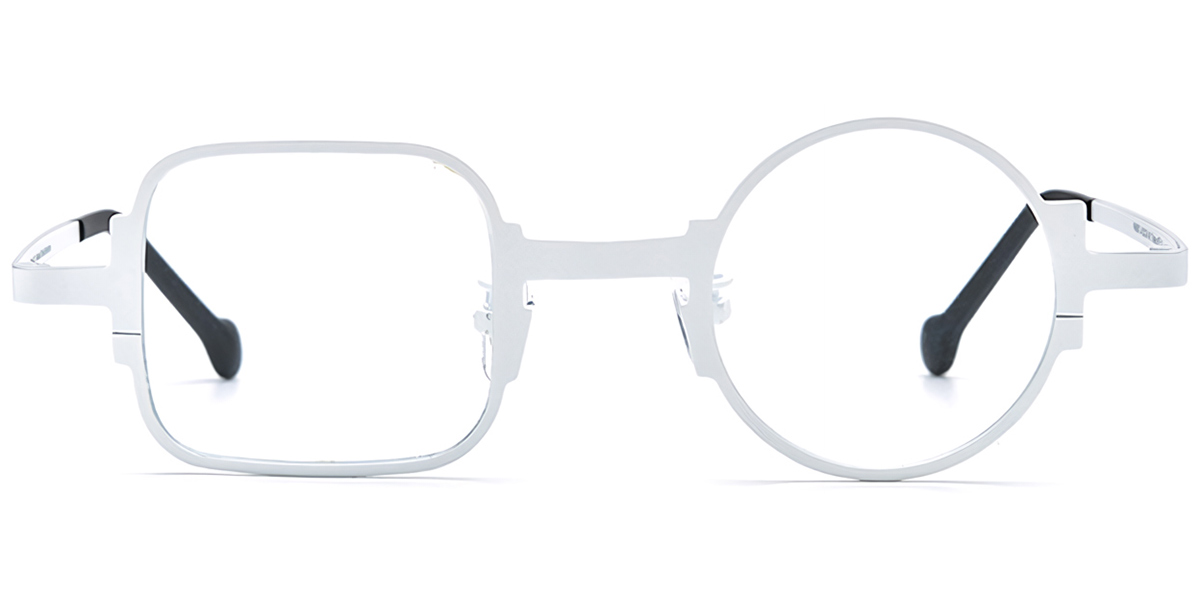 Titanium Square Round Geometric Reading Glasses white