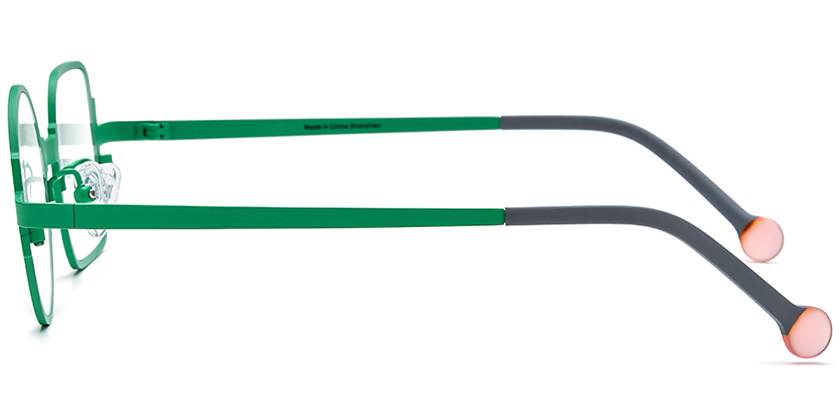 Titanium Square Round Geometric Reading Glasses green