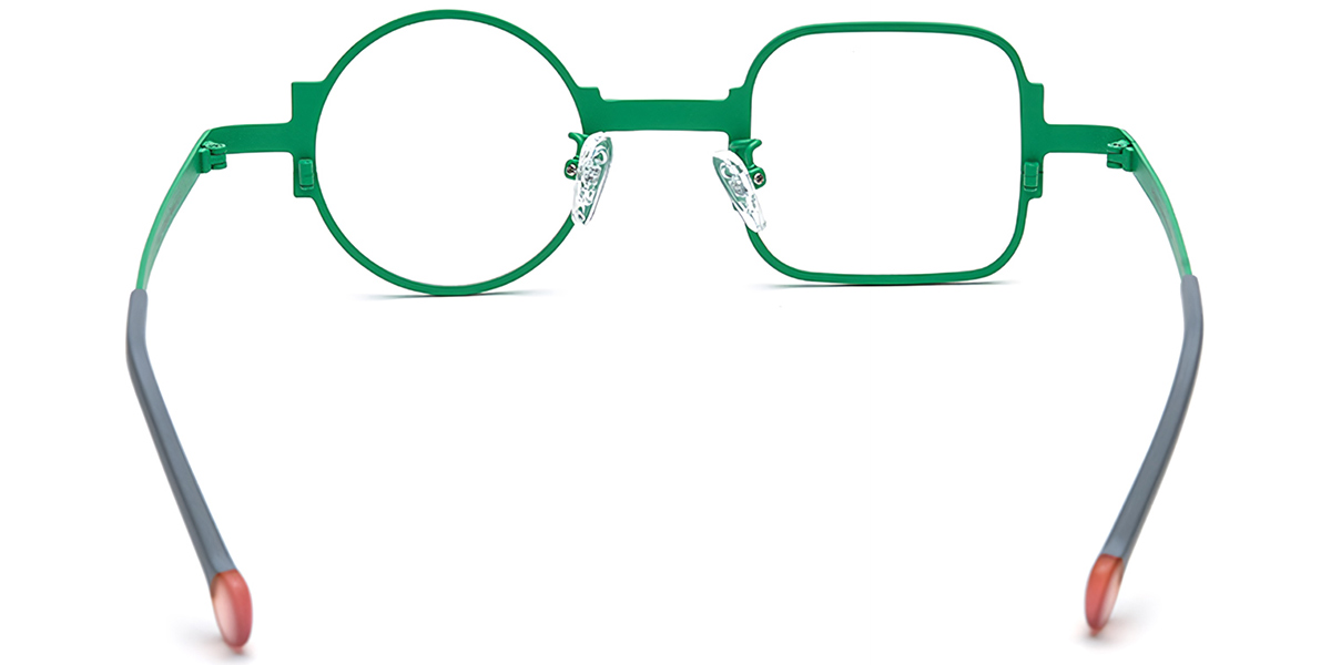 Titanium Square Round Geometric Reading Glasses green