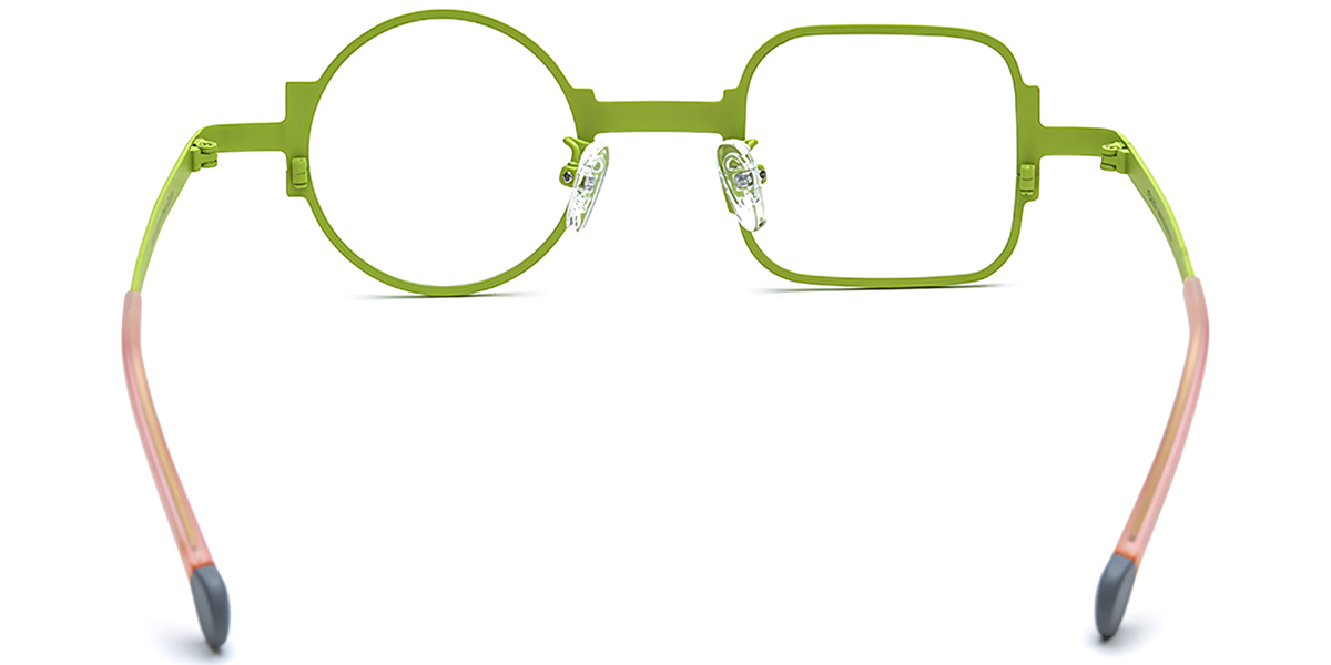 Titanium Square Round Geometric Reading Glasses light_green