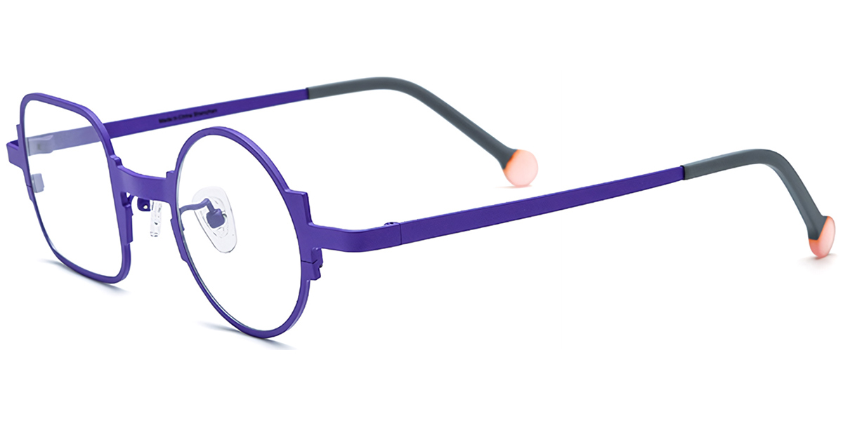 Titanium Square Round Geometric Reading Glasses purple