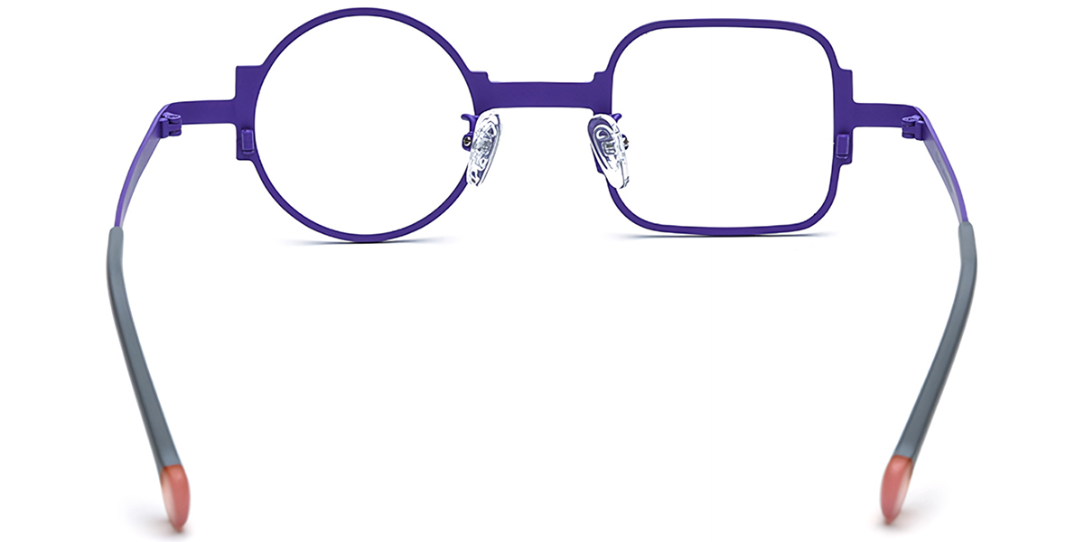 Titanium Square Round Geometric Reading Glasses purple