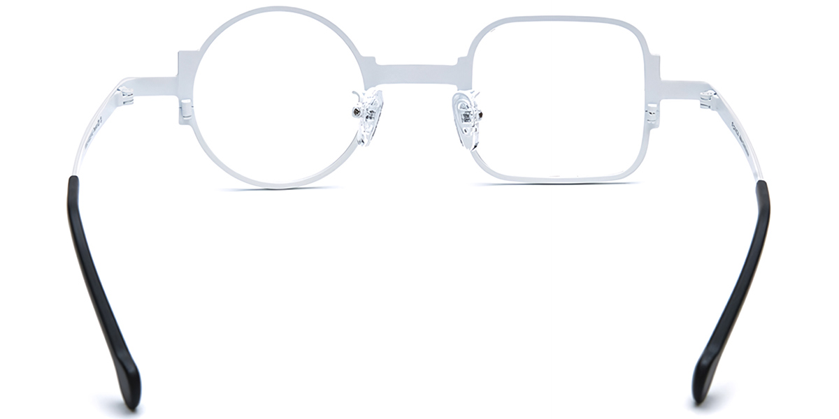 Titanium Square Round Geometric Reading Glasses white