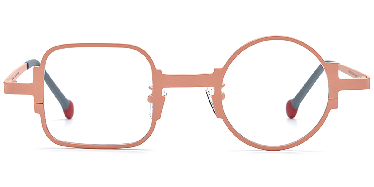 Titanium Square Round Geometric Reading Glasses orange