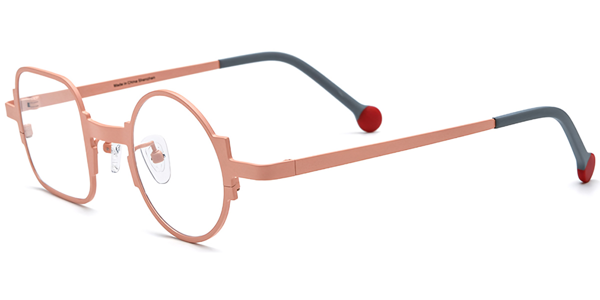 Titanium Square Round Geometric Reading Glasses orange