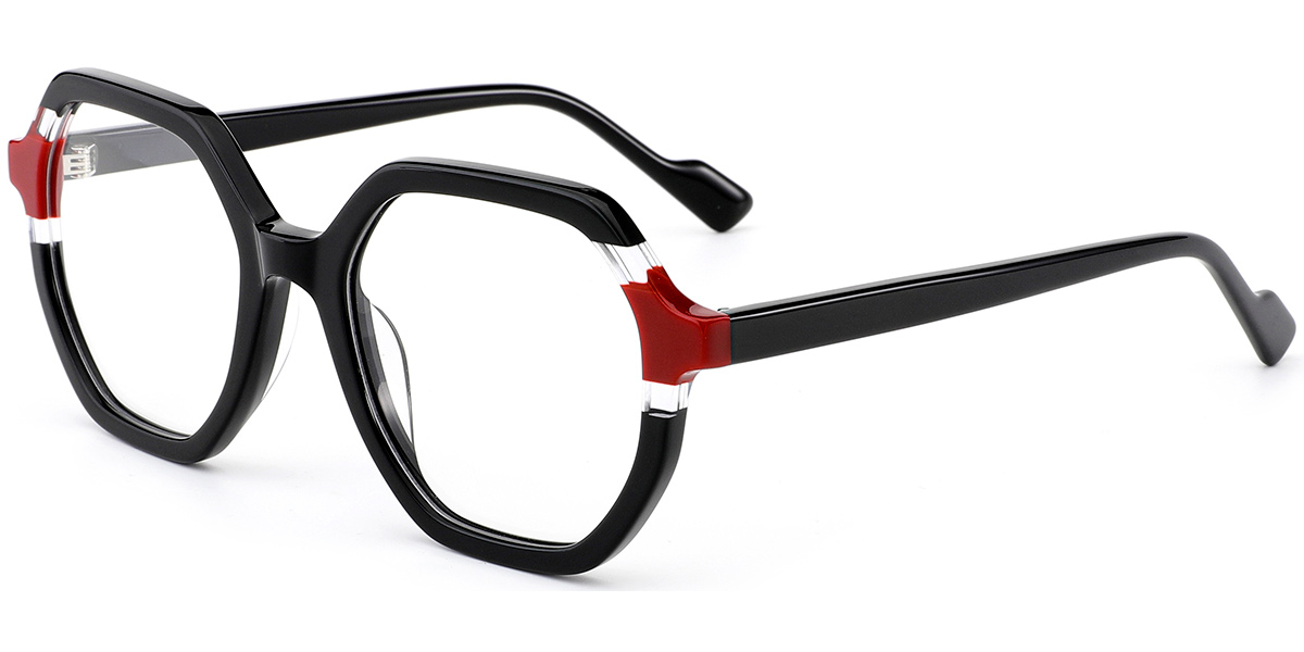 Acetate Geometric Reading Glasses pattern-black