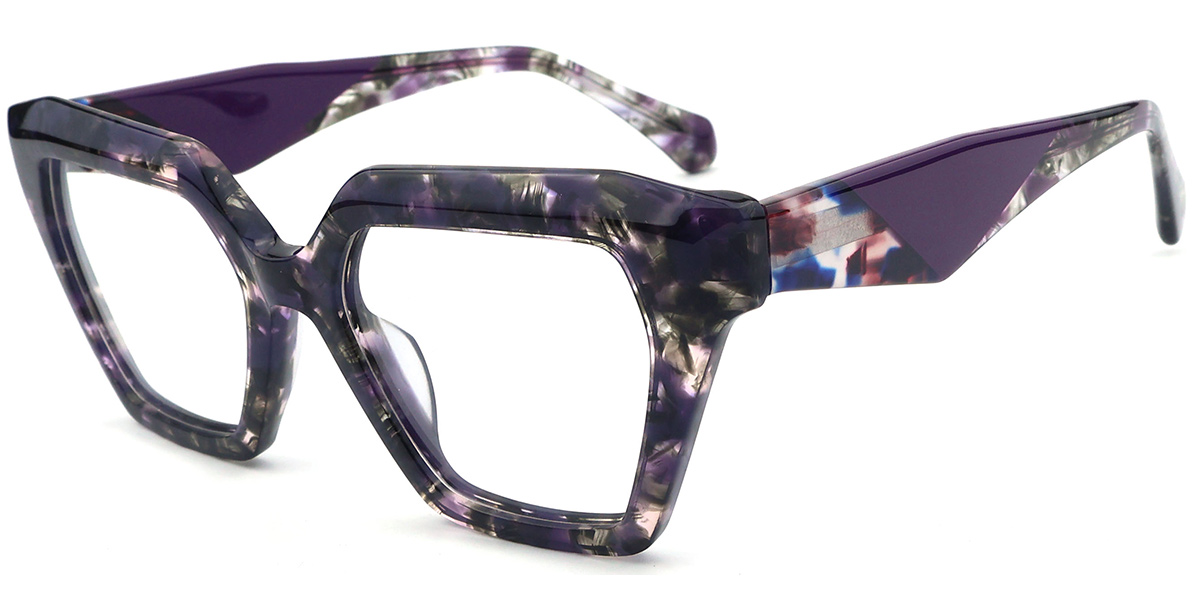 Acetate Square Reading Glasses pattern-purple