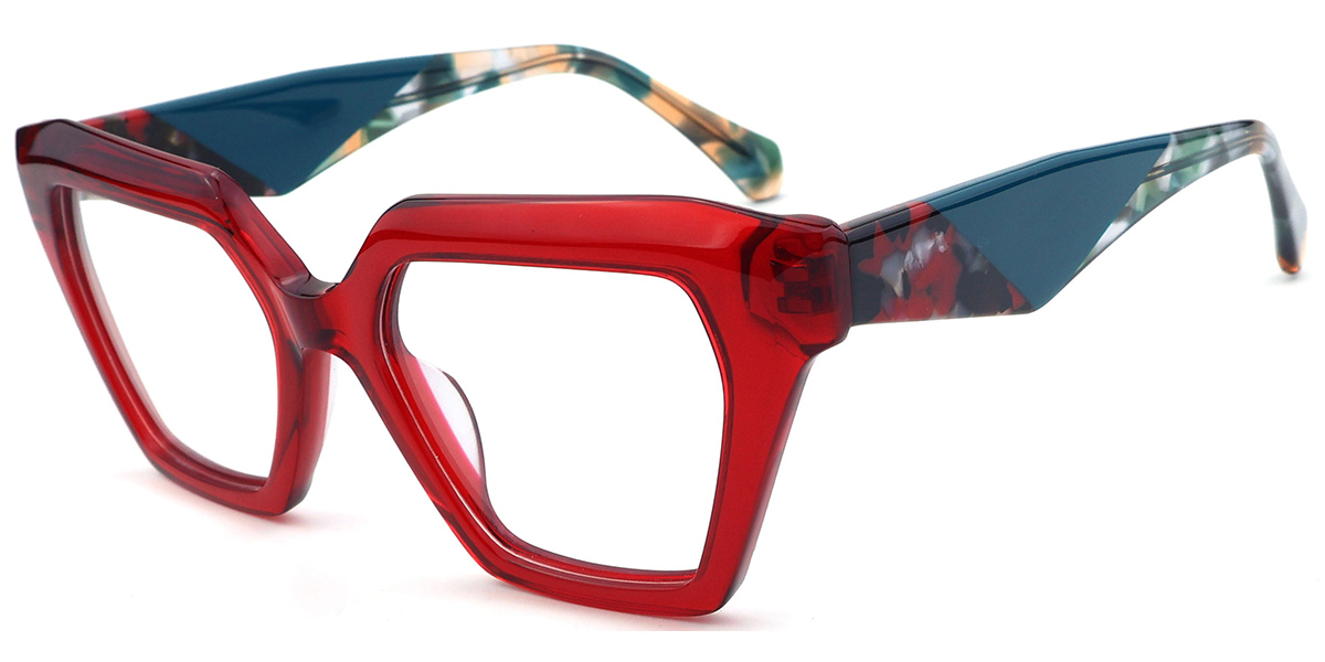 Acetate Square Reading Glasses translucent-red