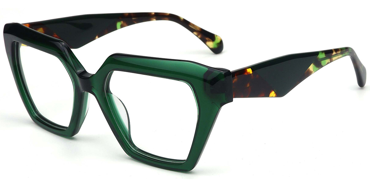 Acetate Square Reading Glasses translucent-green