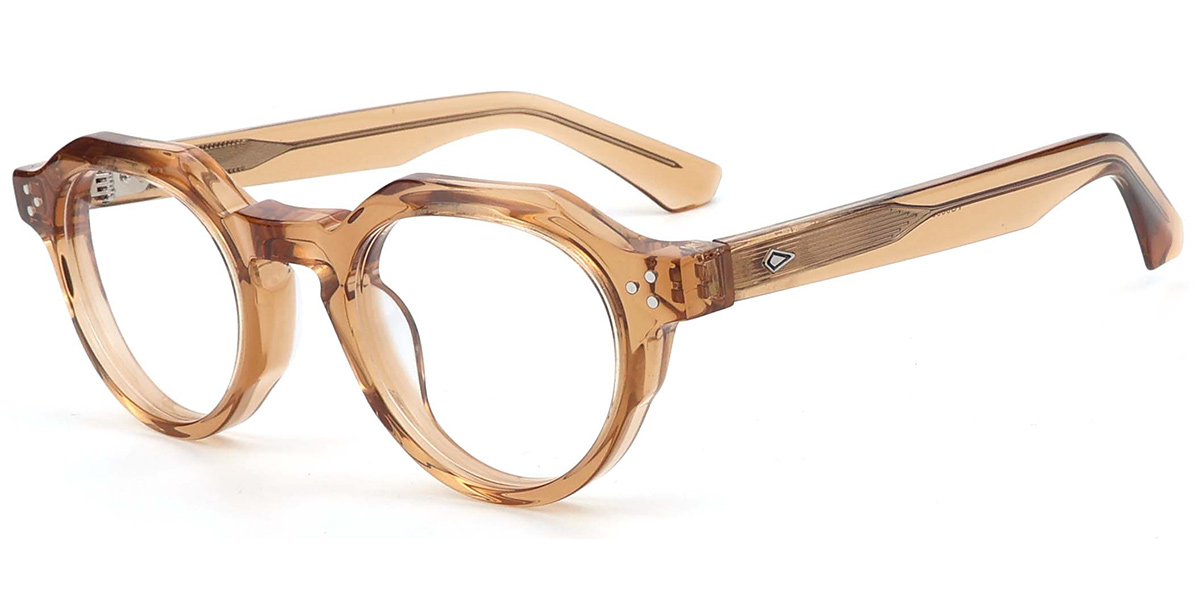 Acetate Round Reading Glasses translucent-brown