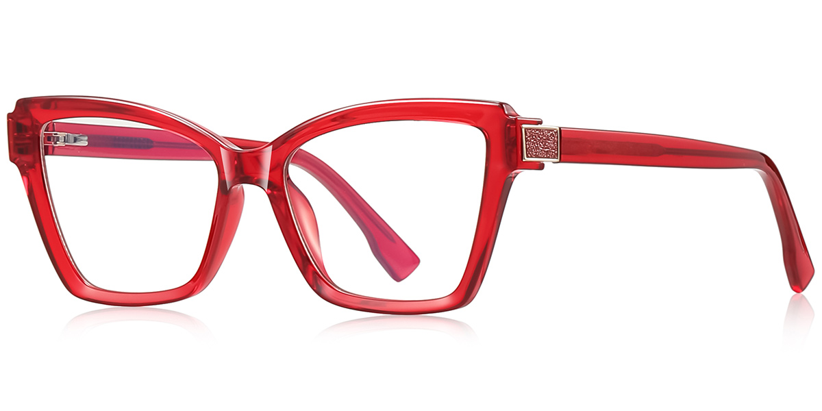 Rectangle Reading Glasses translucent-red