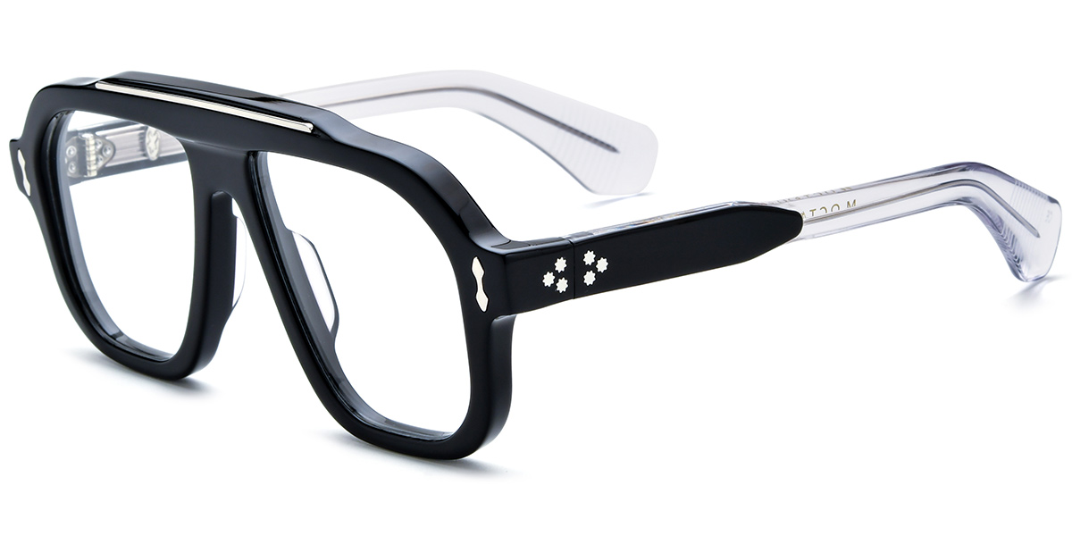 Acetate Square Aviator Reading Glasses bright_black