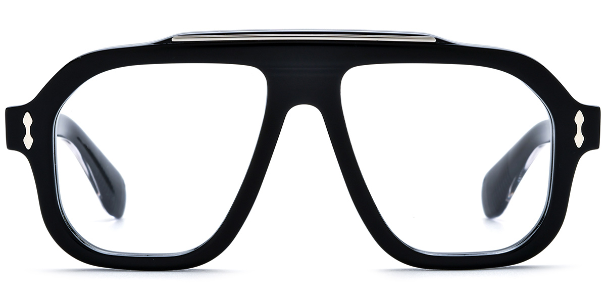 Acetate Square Aviator Reading Glasses black