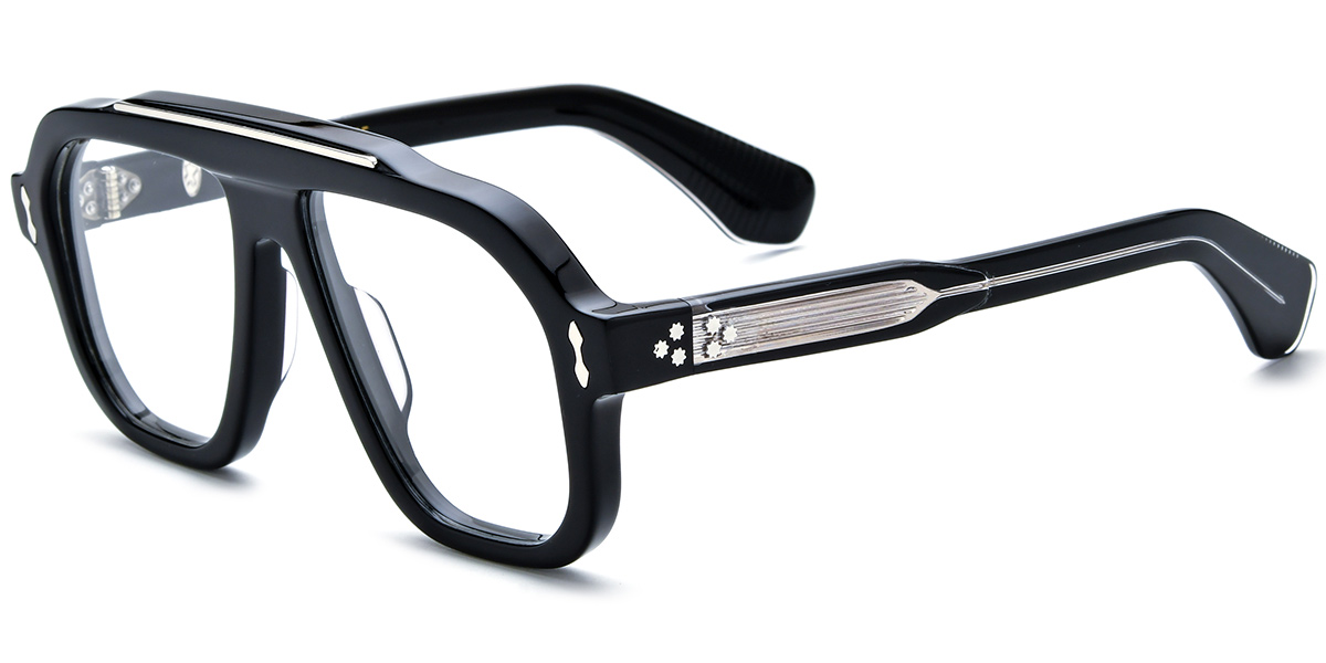 Acetate Square Aviator Reading Glasses black