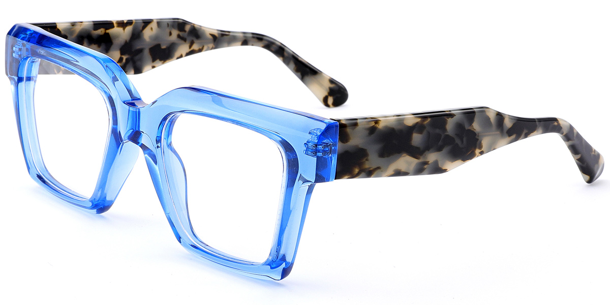 Acetate Square Reading Glasses translucent-blue