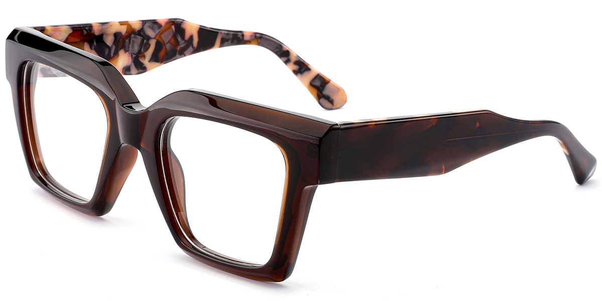 Acetate Square Reading Glasses brown