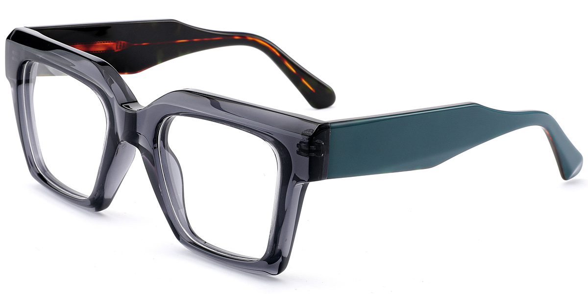 Acetate Square Reading Glasses translucent-grey