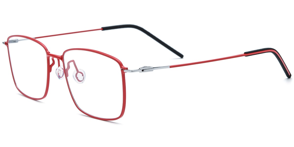 Titanium Rectangle Reading Glasses red