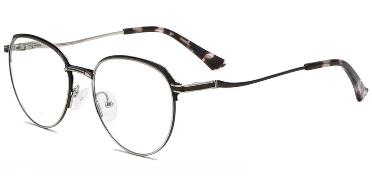 Acetate Oval Reading Glasses black-silver