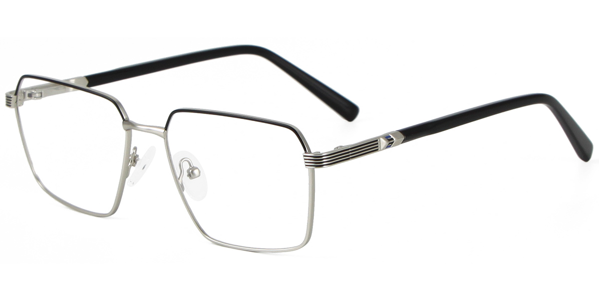 Acetate Square Reading Glasses black-silver