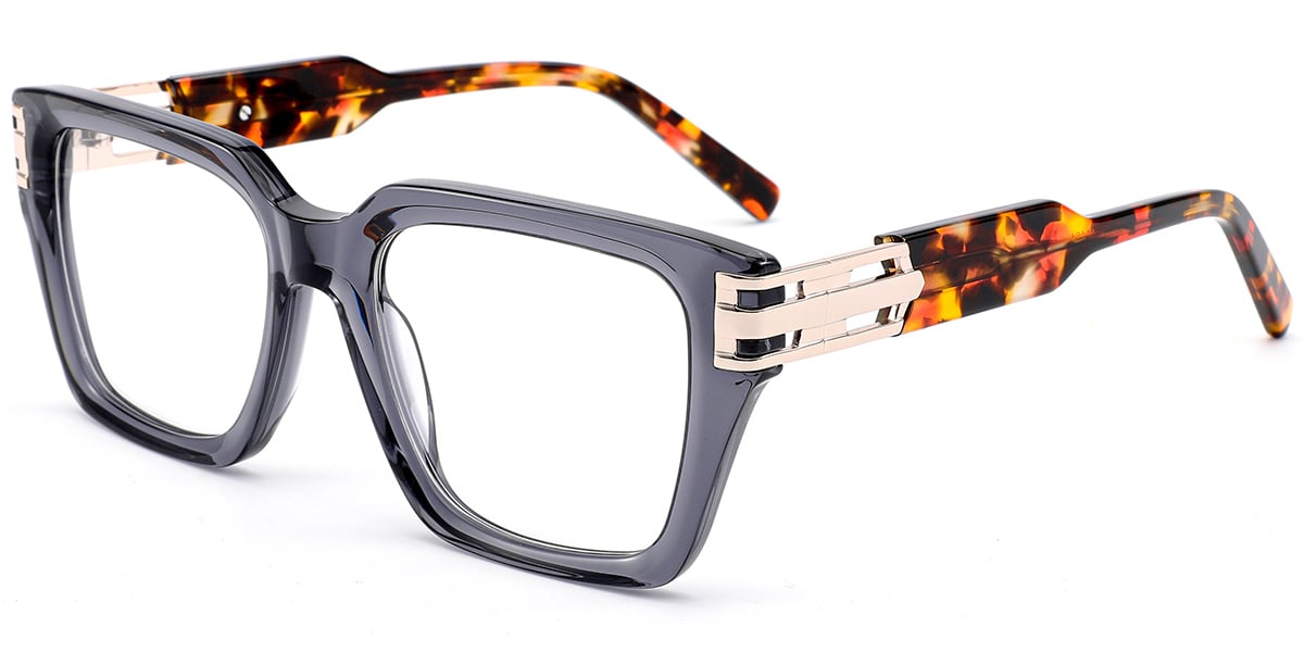 Acetate Square Reading Glasses translucent-grey