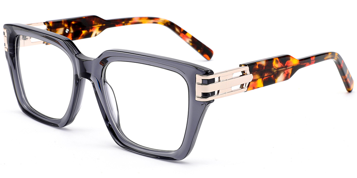 Acetate Square Reading Glasses translucent-grey