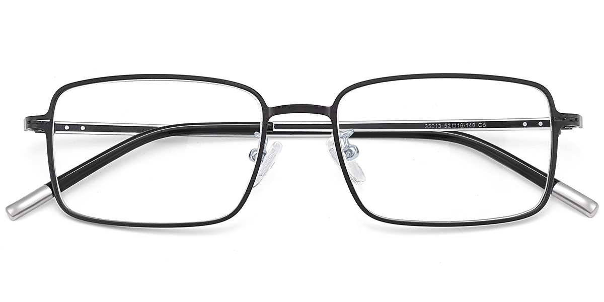 Acetate Rectangle Reading Glasses black-silver