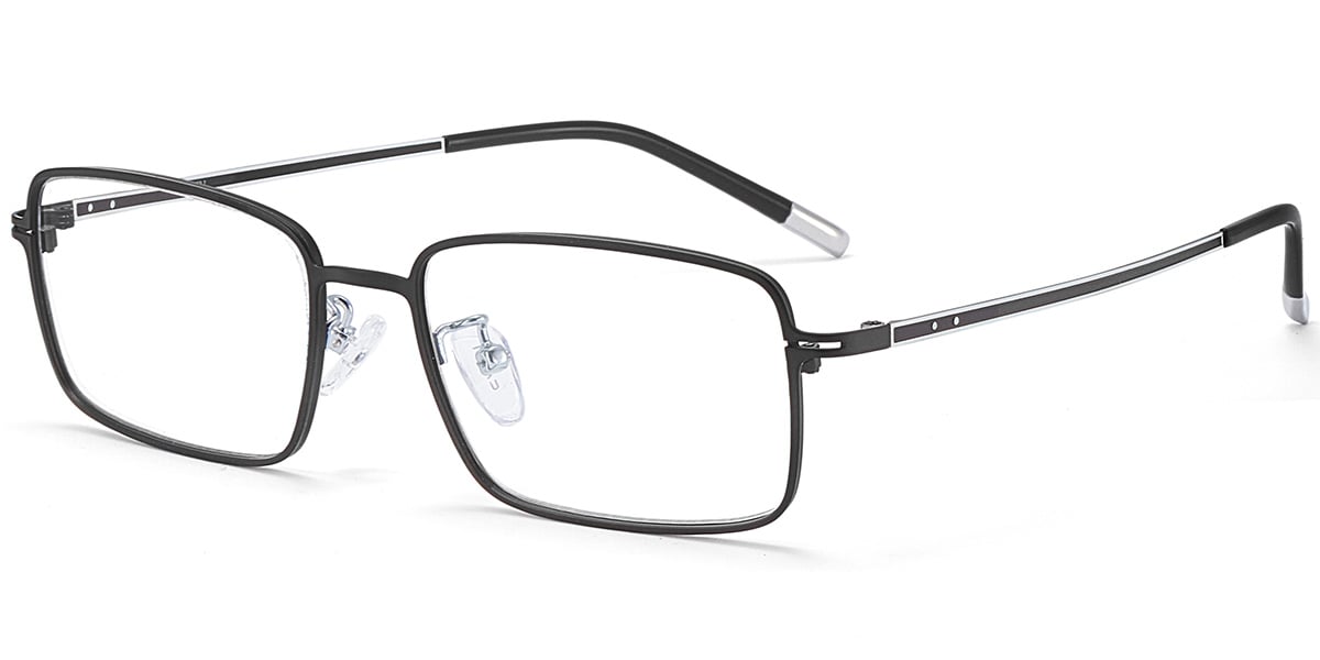 Acetate Rectangle Reading Glasses black-silver