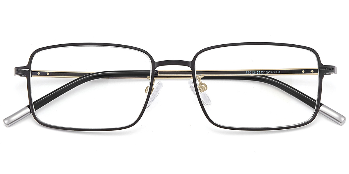 Acetate Rectangle Reading Glasses black-gold