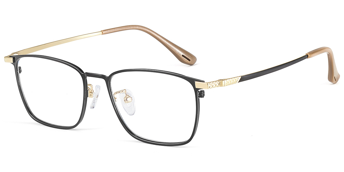 Acetate Rectangle Reading Glasses black-gold