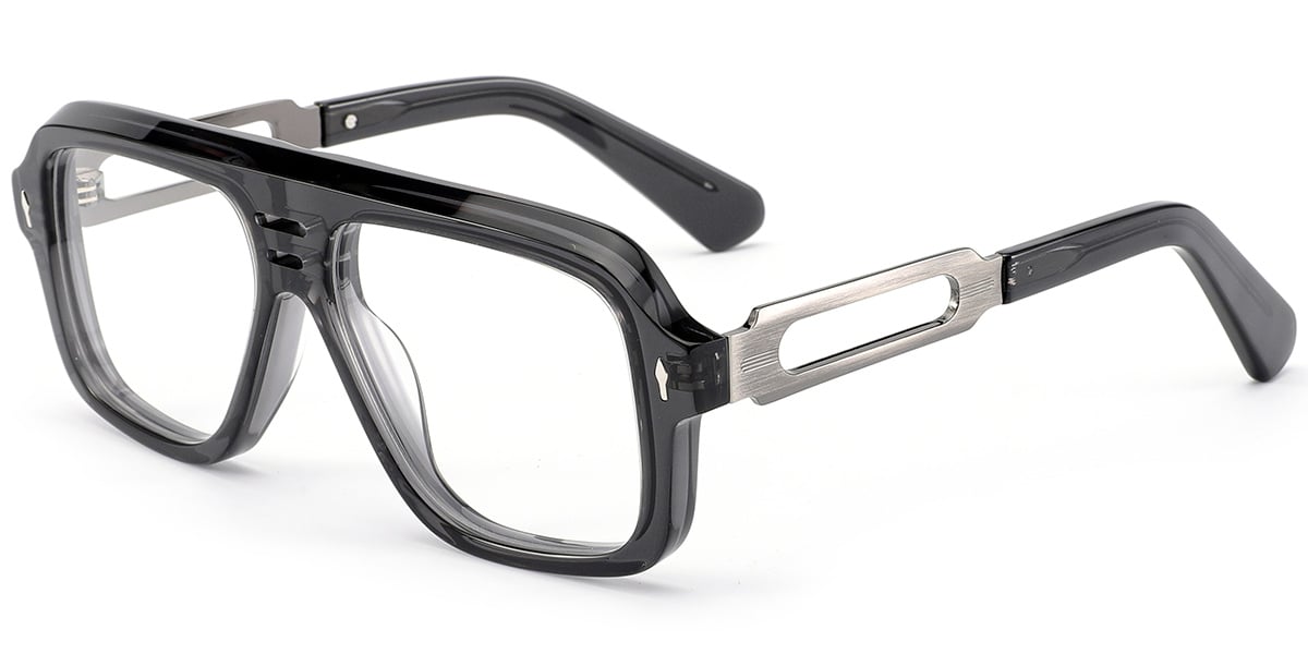 Acetate Square Reading Glasses translucent-grey