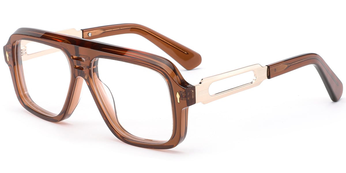 Acetate Square Reading Glasses translucent-brown
