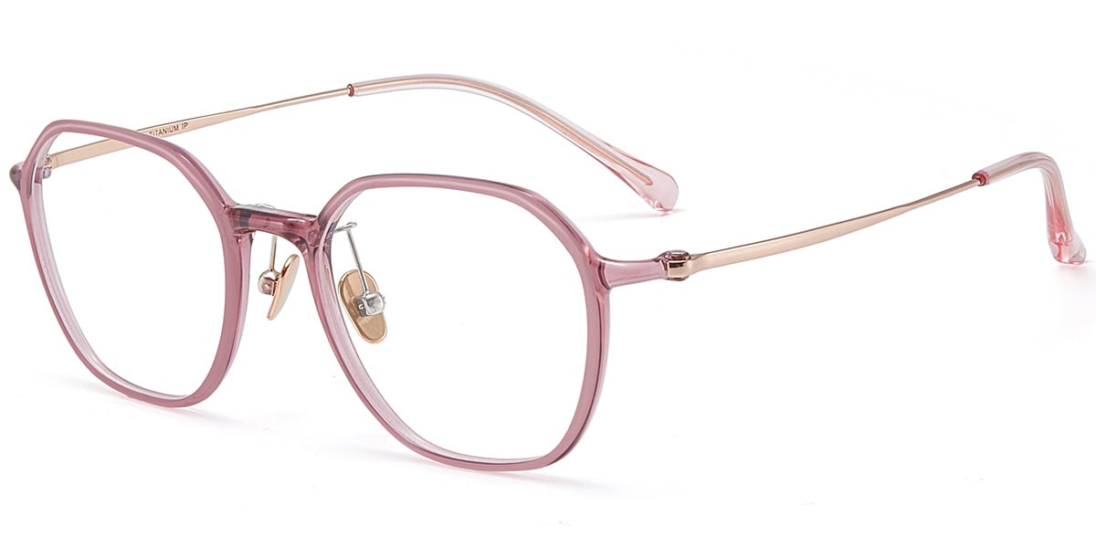 Titanium Square Reading Glasses translucent-pink