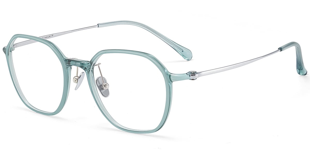 Titanium Square Reading Glasses translucent-green